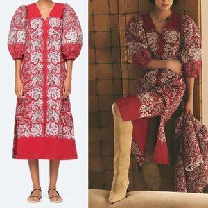 Nwt Sea Ny | Theodora Puff Sleeve Dress In Red Paisley